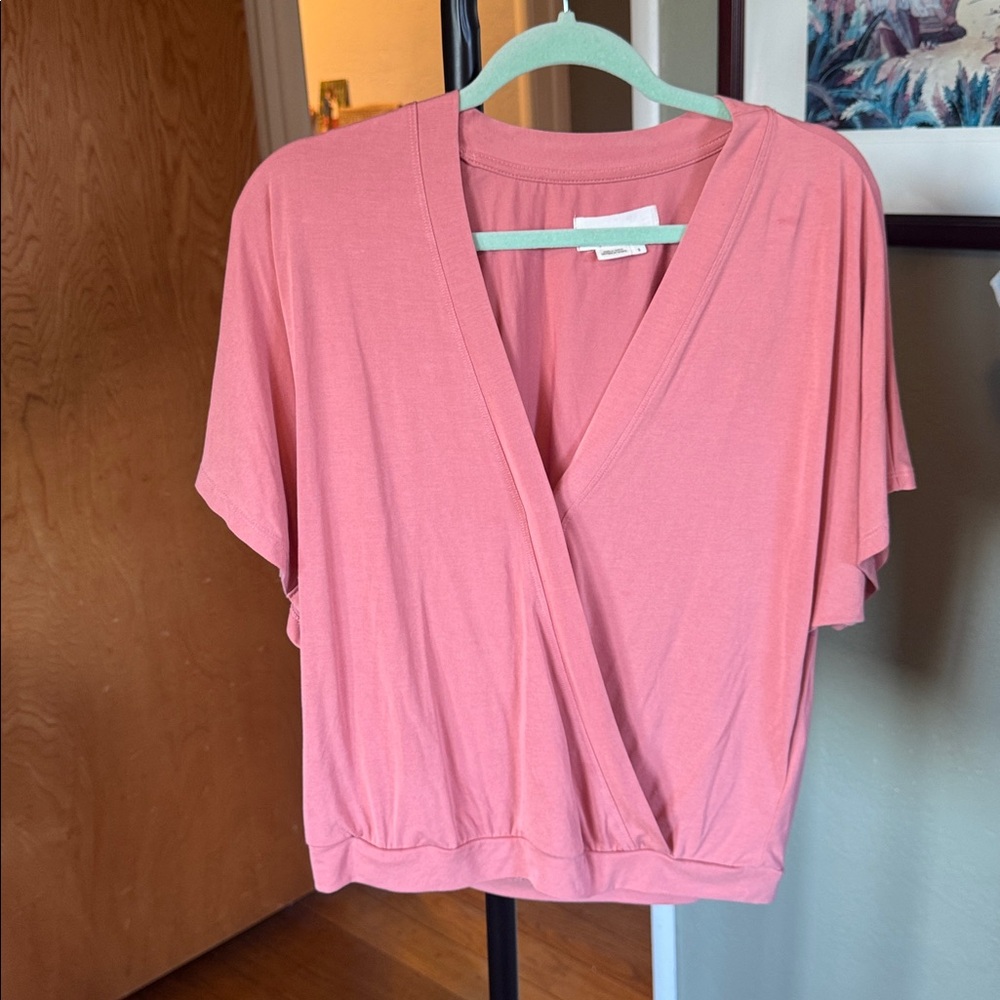 Anthropologie Dusty Rose Wrap Blouse